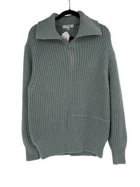 Thakoon Collective Sage Green Half-Zip Knit Sweater, Size M